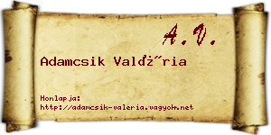 Adamcsik Valéria névjegykártya